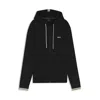 Hugo Boss Cotton Zip-up Hoodie With Stripe Details In Black