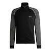Hugo Boss Cotton Zip-up Jacket With Contrast Piping In Black