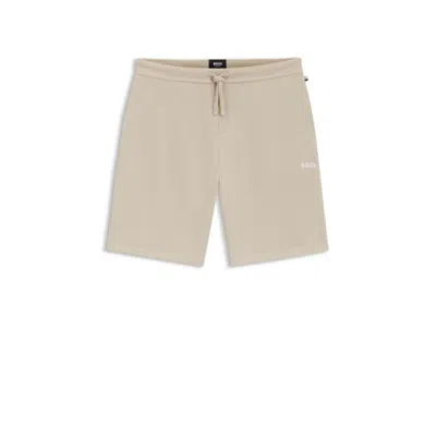 Hugo Boss Cotton-blend Pajama Shorts With Embroidered Logo In White