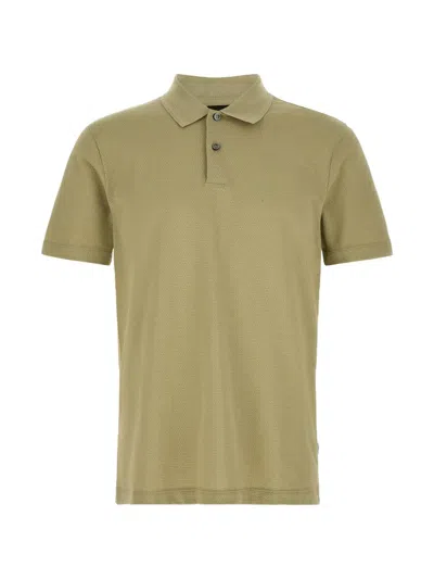 Hugo Boss Cotton-blend Polo Shirt With Bubble-structured Jacquard In Green