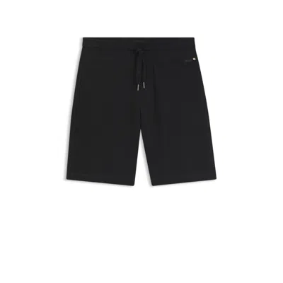 Hugo Boss Cotton-blend Shorts With Waffle Texture In Black