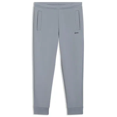 Hugo Boss Cotton-blend Sweatpants With Embroidered Logo In Gray
