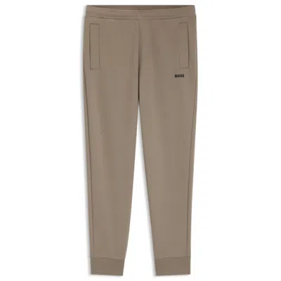 Hugo Boss Cotton-blend Sweatpants With Embroidered Logo In Brown