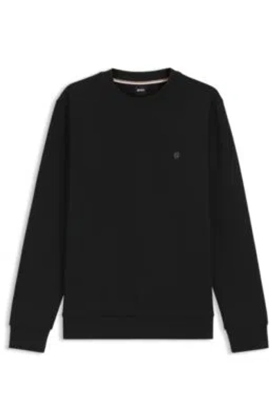 Hugo Boss Cotton-blend Sweatshirt With Double B Monogram In Black