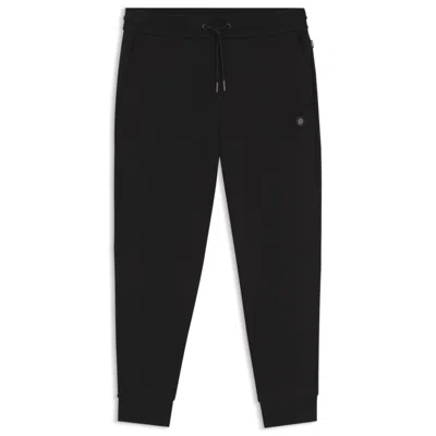 Hugo Boss Cotton-blend Track Pants With Double B Monogram Badge In Black
