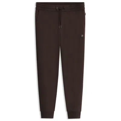 Hugo Boss Cotton-blend Track Pants With Double B Monogram Badge In Brown