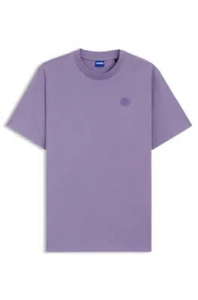 Hugo Boss Cotton-jersey T-shirt With Happy Logo In Purple