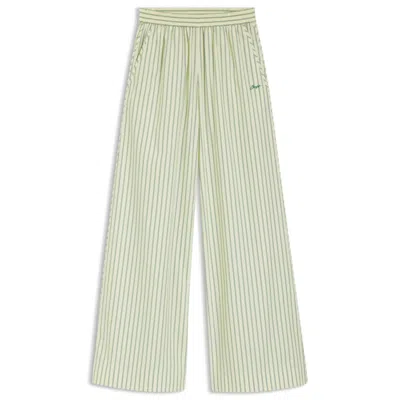 Hugo Boss Cotton-poplin Trousers With Vertical Stripe In Green