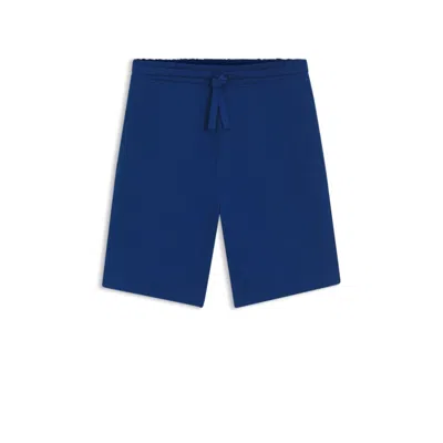 Hugo Boss Cotton-terry Shorts With Logo Print In Blue