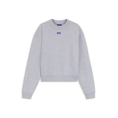 Hugo Boss Cotton-terry Sweatshirt With Logo Badge In Gray