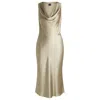 Hugo Boss Cowl-neck Dress In Fluent Satin With Cowl Neckline In Beige