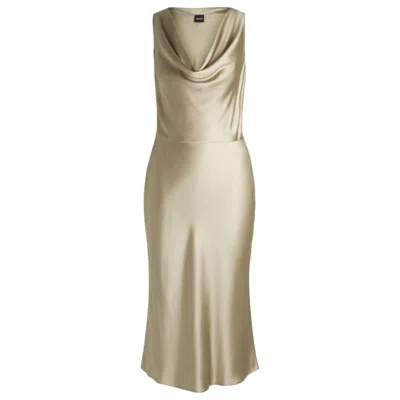 HUGO BOSS COWL-NECK DRESS IN FLUENT SATIN WITH COWL NECKLINE