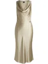 Hugo Boss Cowl-neck Dress In Fluent Satin With Cowl Neckline In Neutrals