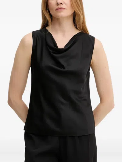 Hugo Boss Cowl-neck Sleeveless Top In Black