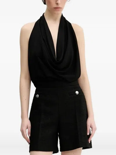 Hugo Boss Cowl-neck Sleeveless Top In Black