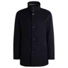 Hugo Boss Relaxed-fit Short Coat In Wool And Cashmere In Blue