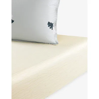 Hugo Boss Cream Moon Flowers Double Cotton-sateen Fitted Sheet In White