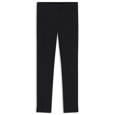 Hugo Boss Crease-resistant Slim-fit Trousers In Herringbone Jersey In Black