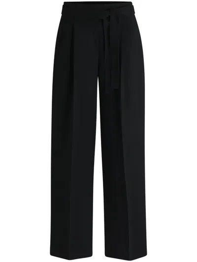 Hugo Boss Creased Tailored Trousers In Schwarz