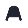 Hugo Boss Crepe Blazer With Concealed Closure In Blue