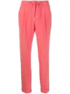 Hugo Boss Crepe Drawstring Straight-fit Trousers In 677 Pink