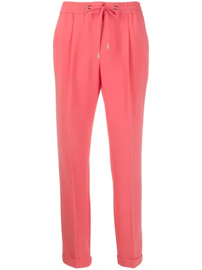 Hugo Boss Crepe Drawstring Straight-fit Trousers In 677 Pink