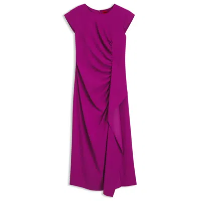 Hugo Boss Crepe Dress With Draped Detail In Pink