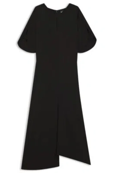 Hugo Boss Crepe Dress With Keyhole Neckline In Black
