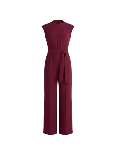 Hugo Boss Crepe Jumpsuit With Belt In Purple