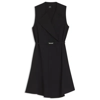 Hugo Boss Crepe Wrap Dress With Belt In Black