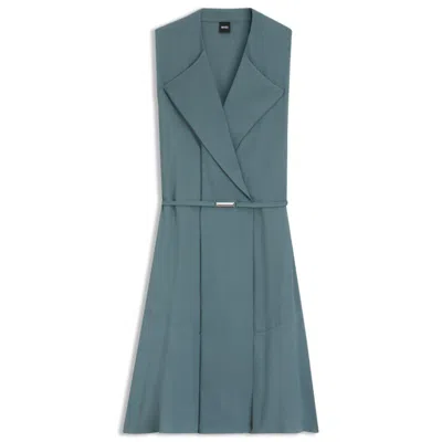 Hugo Boss Crepe Wrap Dress With Belt In Multi