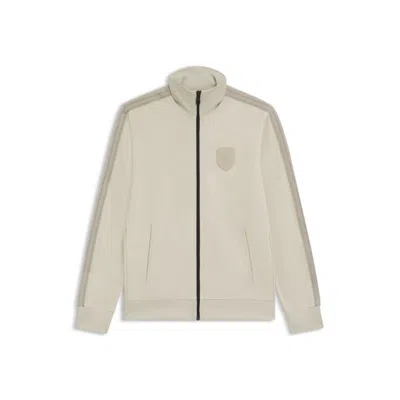 Hugo Boss Crest-logo Sweatshirt In A Relaxed Fit In White