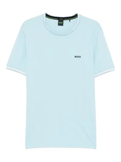 Hugo Boss Crew-neck Cotton T-shirt In Blue
