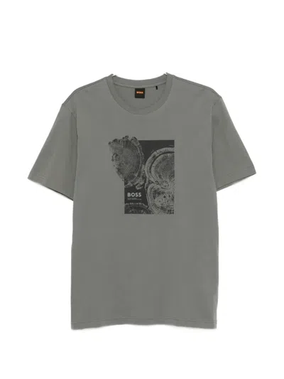 Hugo Boss Crew-neck Graphic-print T-shirt In Multi