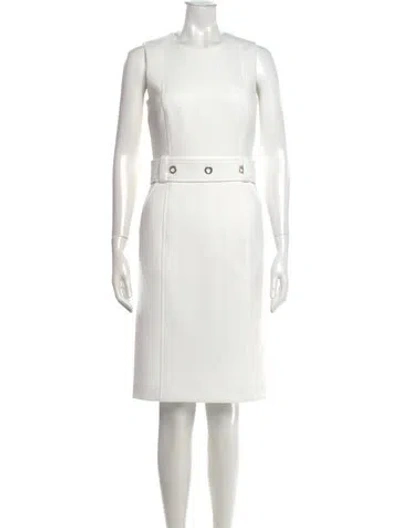 Pre-owned Hugo Boss Crew Neck Knee-length Dress In White