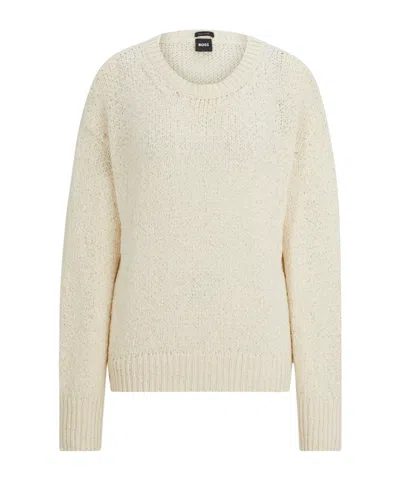 Hugo Boss Crew Neck Knit Sweater In Yellow