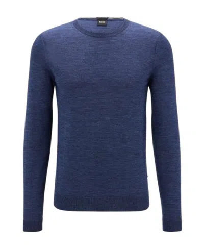 Hugo Boss Crew Neck Knitted Sweater In Blue