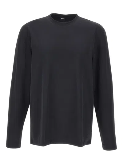 Hugo Boss Crew-neck Long-sleeve Sweatshirt In Black