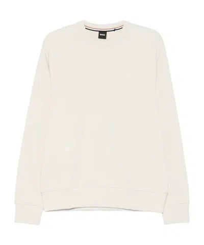 Hugo Boss Crew Neck Long-sleeved Sweatshirt In Brown