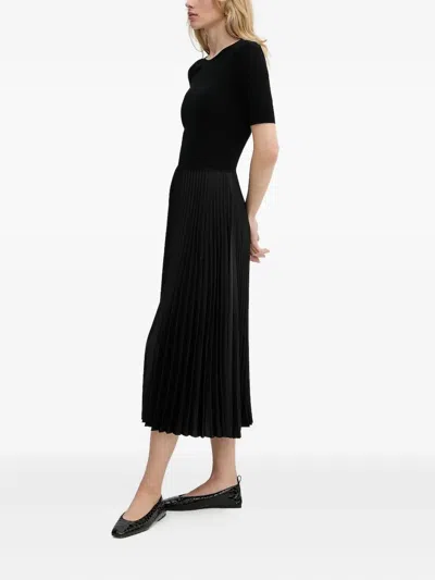 Hugo Boss Crew-neck Midi Dress In Black