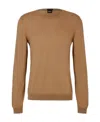 Hugo Boss Slim-fit Sweater In Virgin Wool With Crew Neckline In Beige