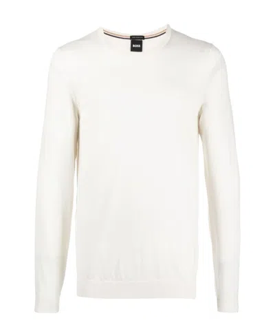Hugo Boss Crew Neck Pullover Sweater In White