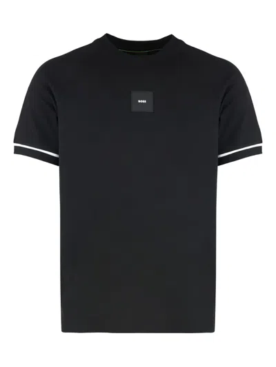 Hugo Boss Crew-neck Raglan-sleeve T-shirt In Black