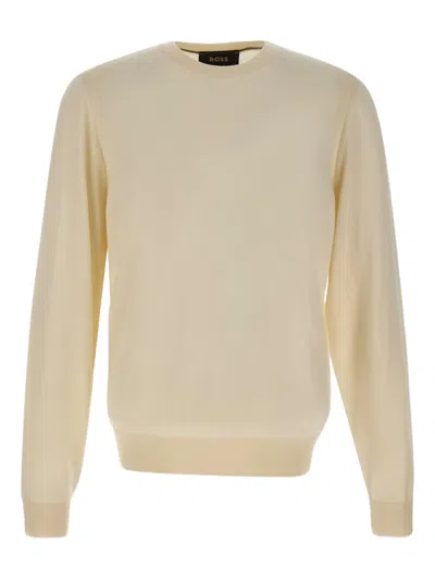 Hugo Boss Lightweight Knit Round Neck Sweater In Neutral