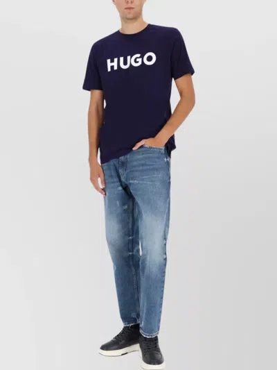 Hugo Boss Crew Neck Short Sleeve Fitted T-shirt In Blue