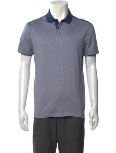 Pre-owned Hugo Boss Crew Neck Short Sleeve Polo Shirt In Blue