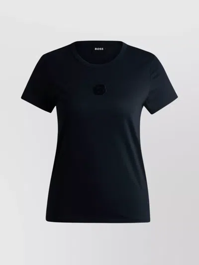 Hugo Boss Crew Neck Short Sleeve T-shirt In Soft Fabric In Black