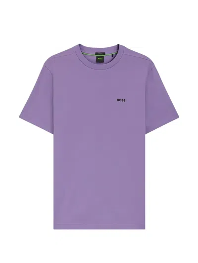 Hugo Boss Crew-neck Short-sleeve T-shirt In Purple