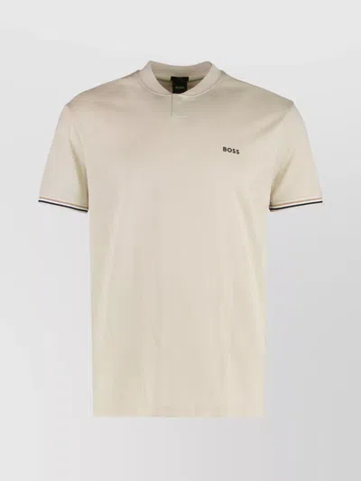 Hugo Boss Crew Neck Short Sleeve Technical T-shirt In Neutral