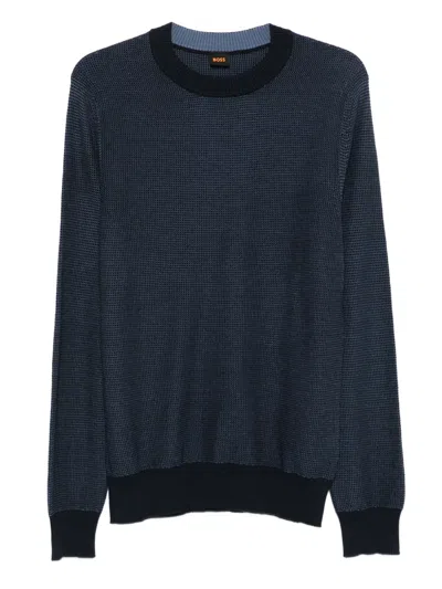 Hugo Boss Crew-neck Sweater In Blue